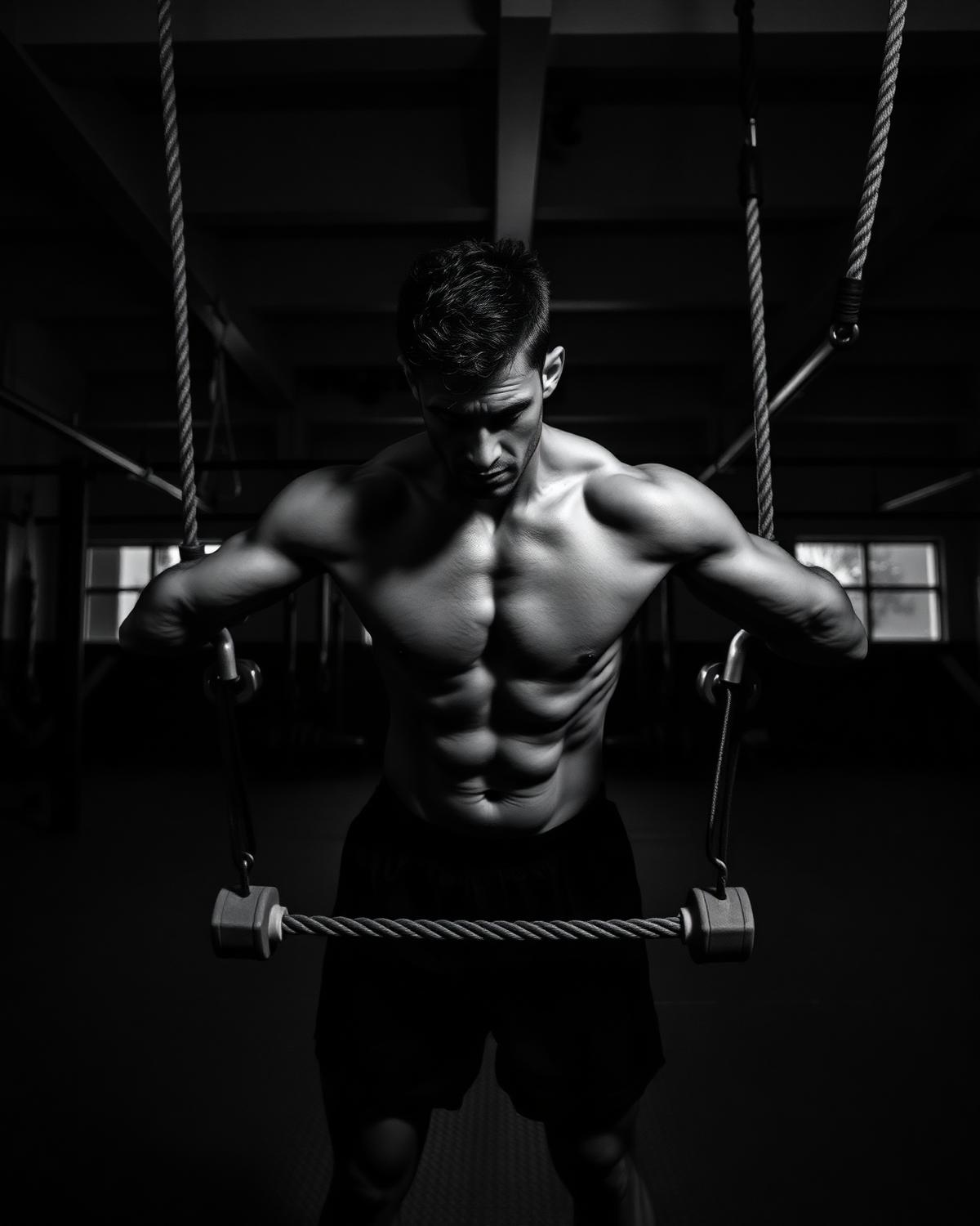 Athlete training alone in a gym before competition